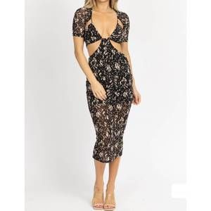 NEW WIN WIN APPAREL off shoulder midi dress in black neutral contrast